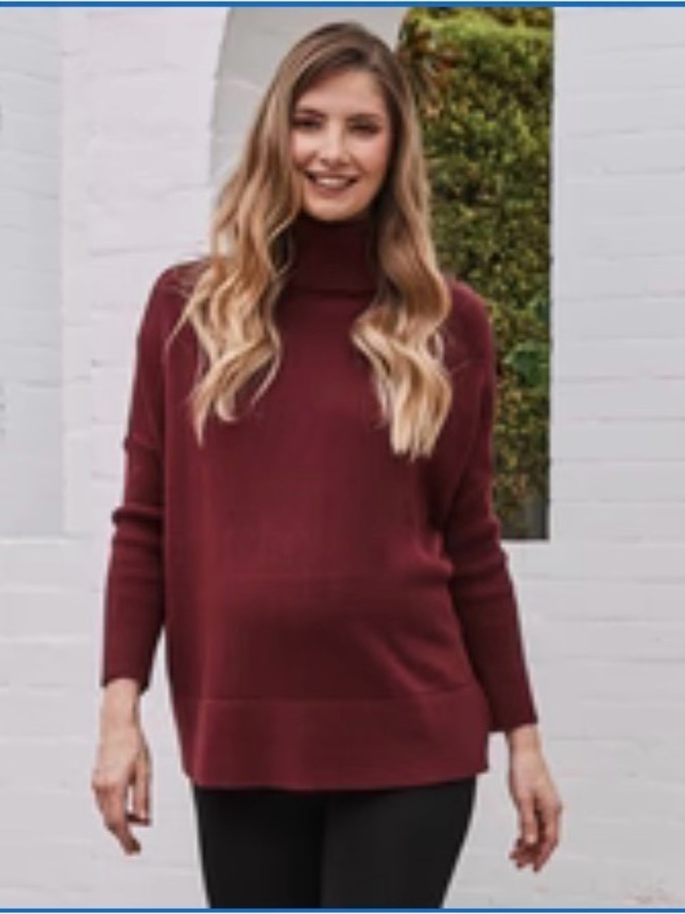 All in One Maternity Reversible Knit Sweater Burgundy - Angel Maternity